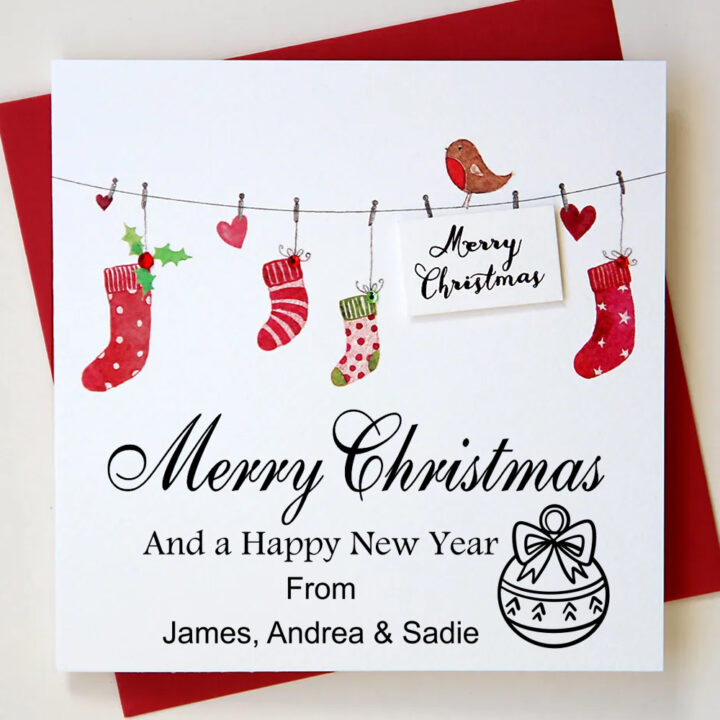 Merry Christmas Rubber Stamp - Christmas Bauble Design - Colop Printer 60 Self-Inking Stamp
