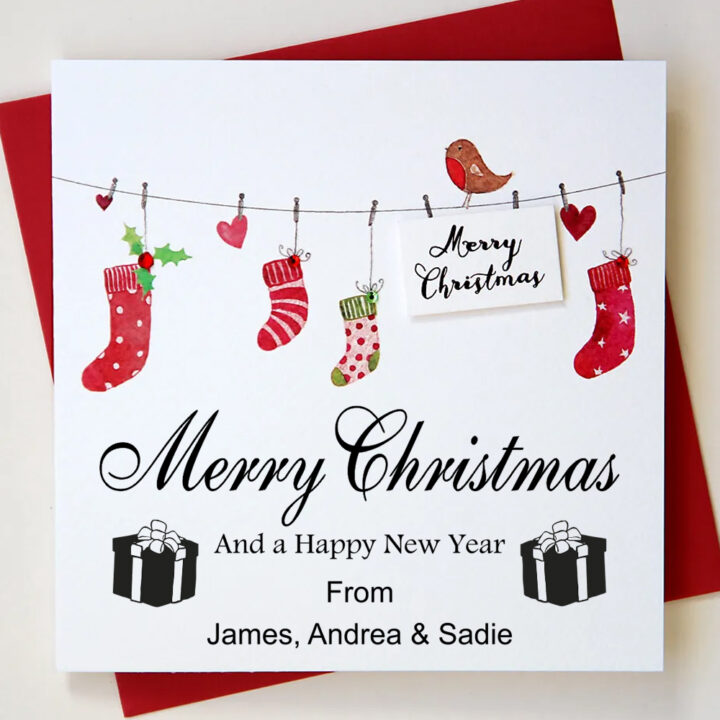 Merry Christmas Rubber Stamp - Christmas Presents Design - Colop Printer 60 Self-Inking Stamp